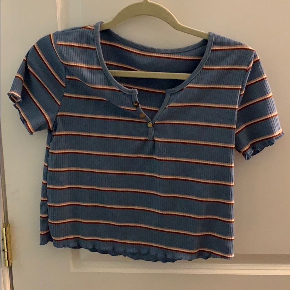 Blue striped crop t-shirt